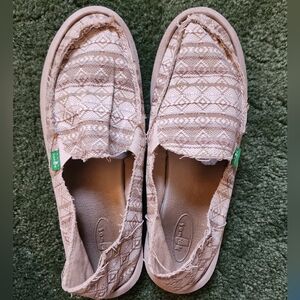 Sanuk Beige Patterned Slip-On Loafers